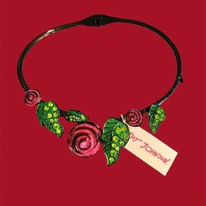 Pink Rose Betsey Johnson Choker